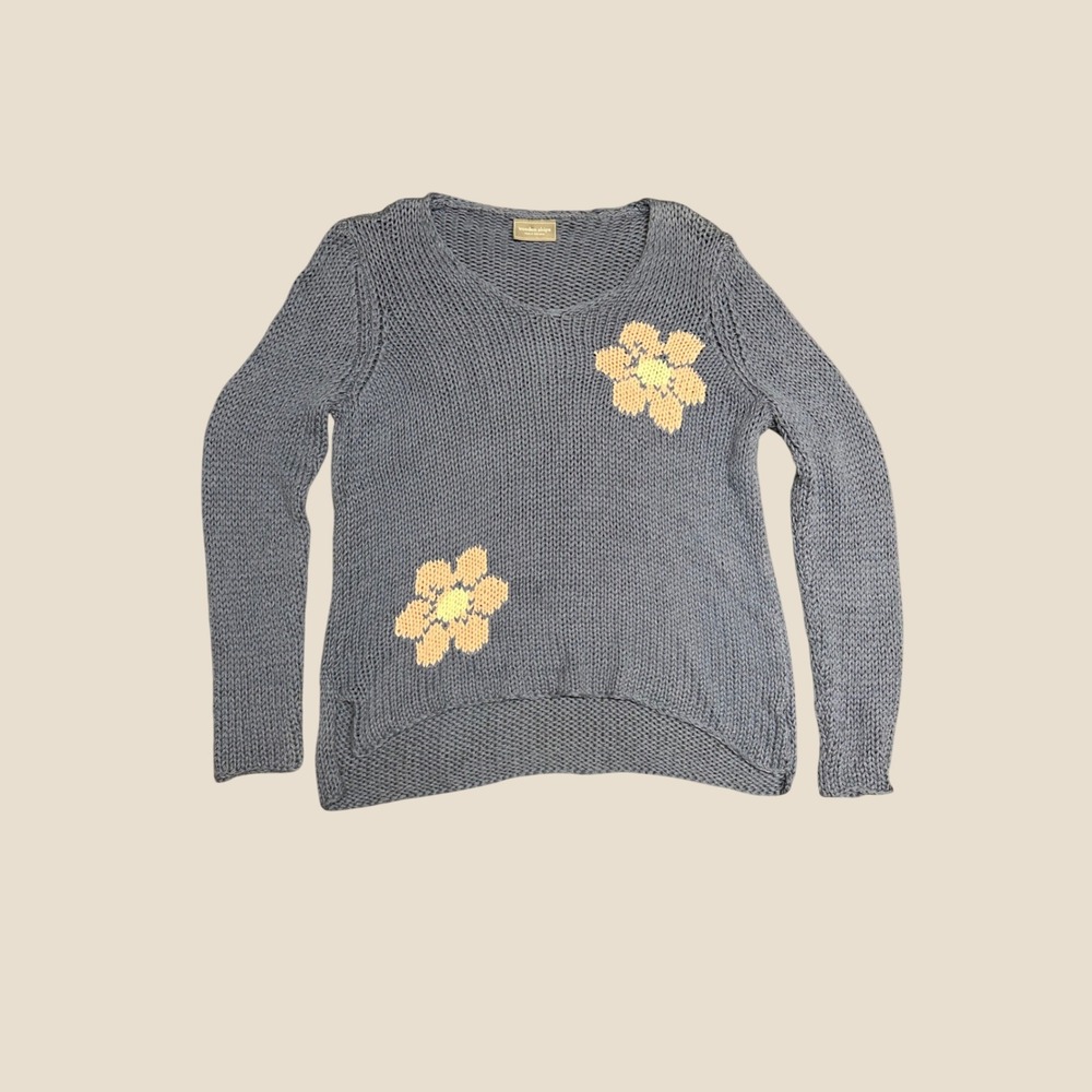 Wooden Ships Daisy sweater coastal whimsical feminine floral designer cottage